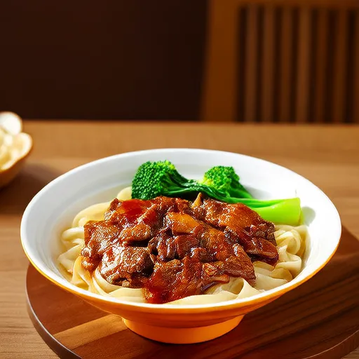Macarrão Udon com Carne e Brócolis