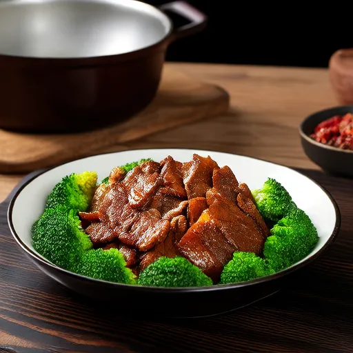 餐厅风格的牛肉炒西兰花