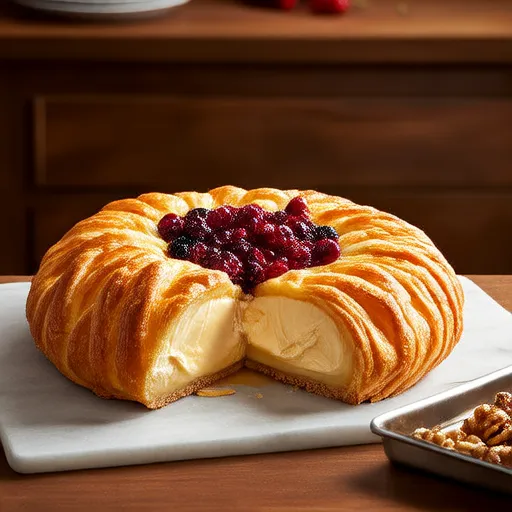 Gebackener gefüllter Brie mit Preiselbeeren & Walnüssen