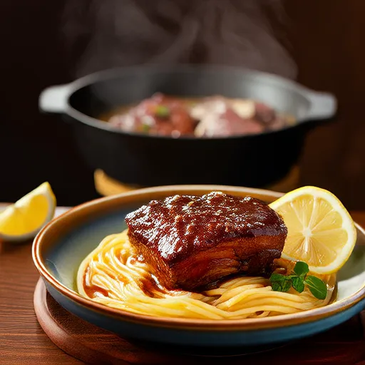 Filete de falda guisado con limón y ajo