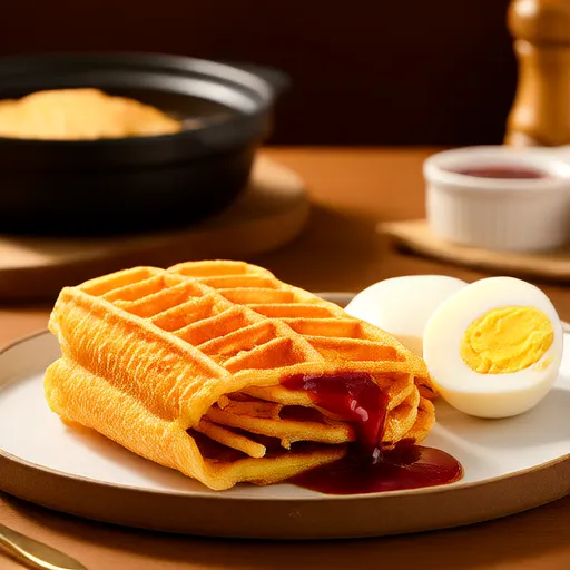 Gaufre aux pommes de terre râpées et œufs