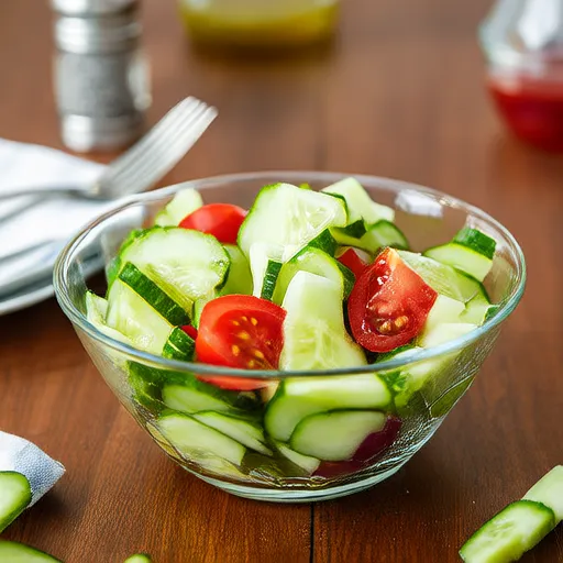 Fresca insalata estiva di cetrioli e pomodori