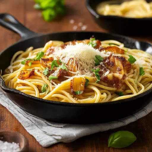 Caramelized Onion and Roasted Garlic Pasta