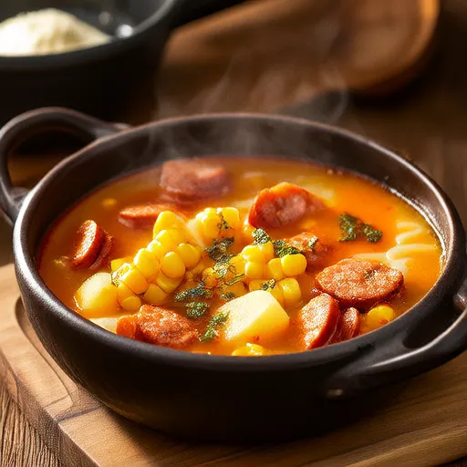 Zuppa di Mais Piccante e Salsiccia Rapida