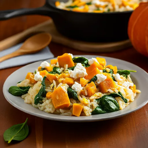 Gebackener Kürbis und Feta-Risotto