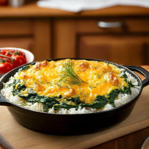 Casseruola di spinaci, feta e riso