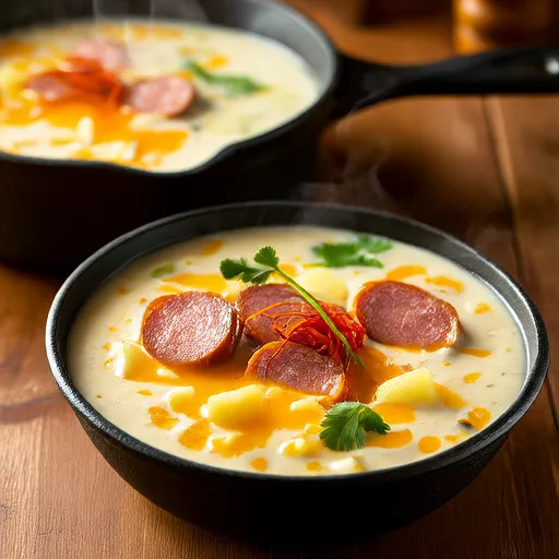 Andouille Wurst und Mais Muschelsuppe