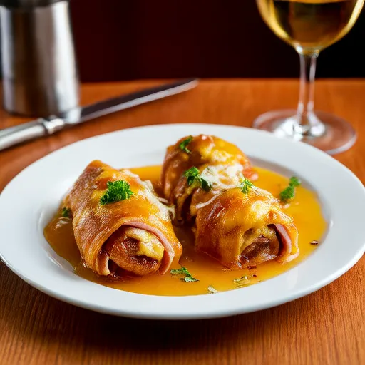 Cordon Bleu Rollups with Honey-Mustard Wine Sauce