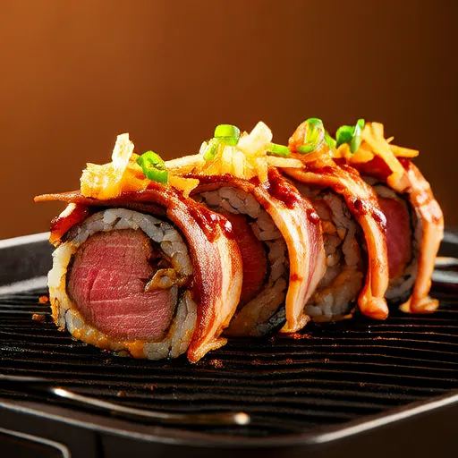 Rouleau de sushi au bacon grillé
