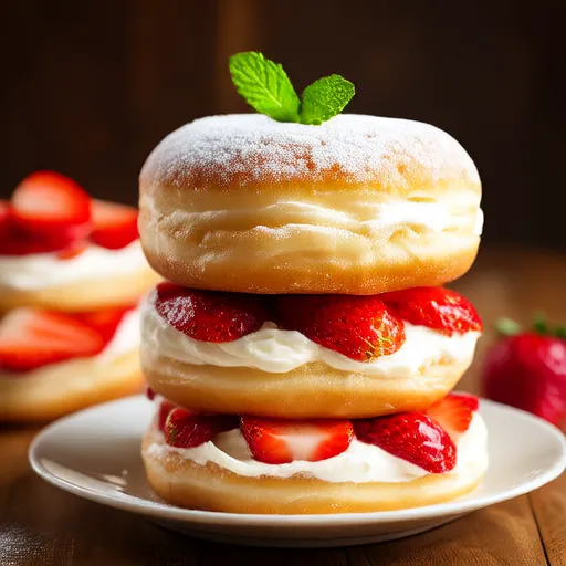 Glasierte Donut-Erdbeer-Schaumrolle