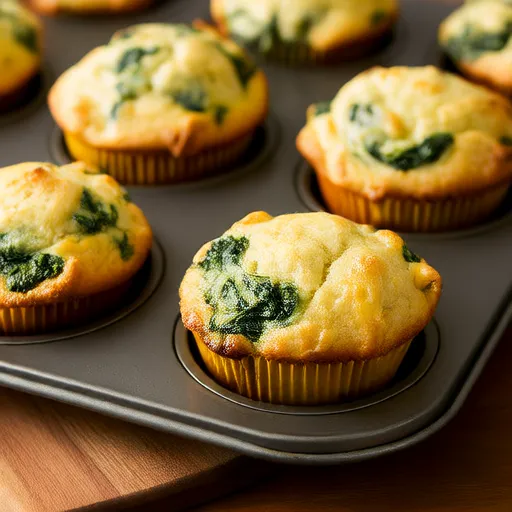 Bánh Muffin Rau Bina và Lòng Trắng Trứng Nướng