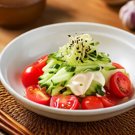 Salade de concombre et tomate à la mayonnaise