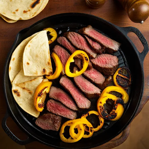 Fajitas de Carne Assadas na Frigideira