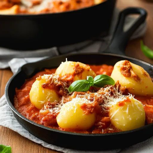Gnocchi con salsa di pomodoro e mozzarella