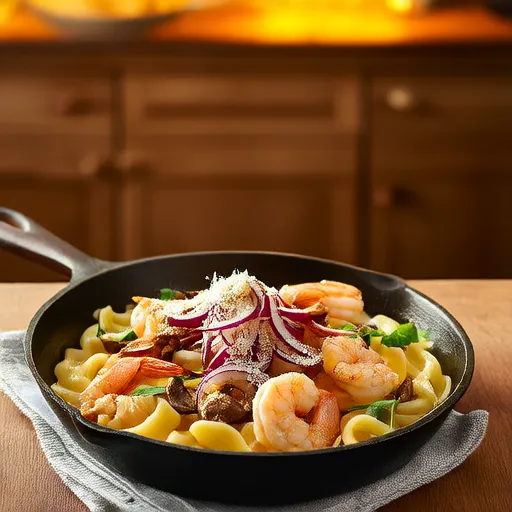 Creamy Saffron Shrimp with Gnocchi and Caramelized Onion