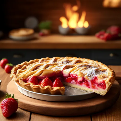 Torta de Morango e Ruibarbo com Cobertura Crocante