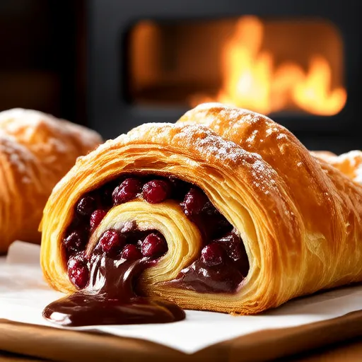 Raspberry Pain au Chocolat (Croissants de Chocolate com Framboesa)