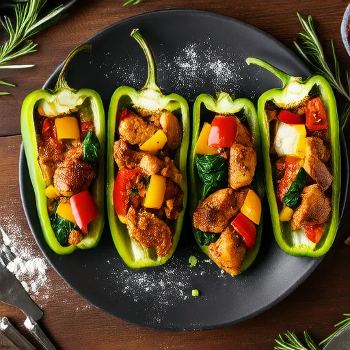 Pimientos rellenos con pavo y verduras