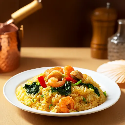 Risotto mit Garnelen, Lauch und Spinat