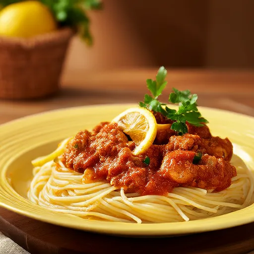 Chicken Piccata dengan Fettuccine