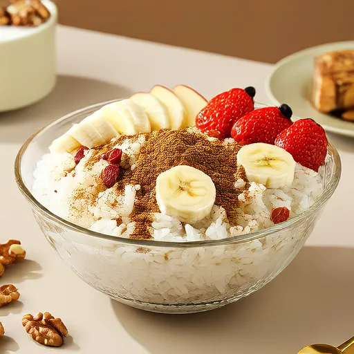 Tigela de Café da Manhã com Arroz, Frutas e Nozes