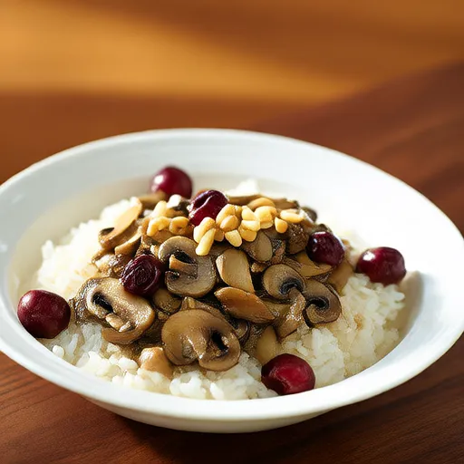 Mushroom Pilaf with Pine Nuts and Dried Cherries