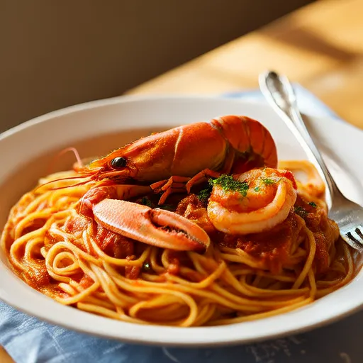 Spaghetti aux crevettes avec sauce tomate