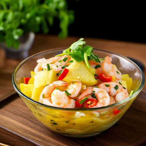 Ceviche de Camarão e Abacaxi