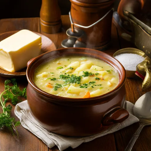 Sopa Cremosa de Batata, Cenoura e Alho-Poró