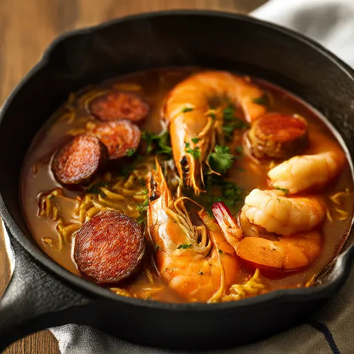 Gumbo fácil de salchicha y camarones