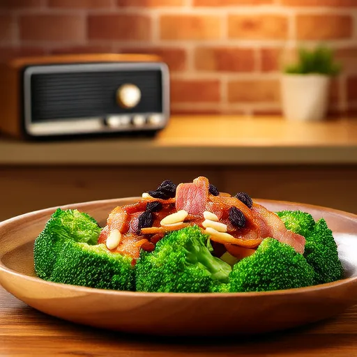 Salad Brokoli Bacon dengan Kismis dan Biji Bunga Matahari