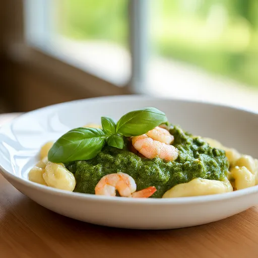 Gnocchi au pesto et aux crevettes
