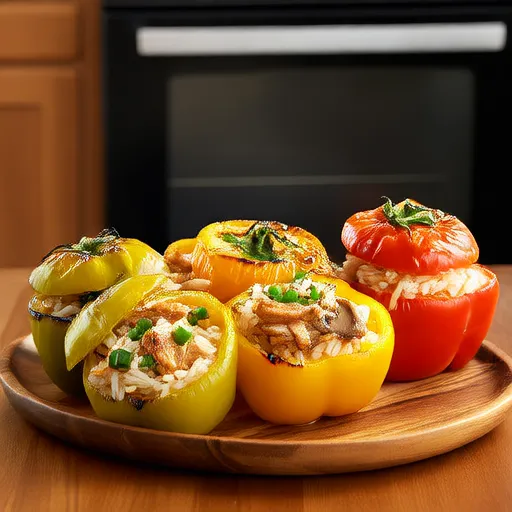 Перцы, фаршированные орзо и курицей