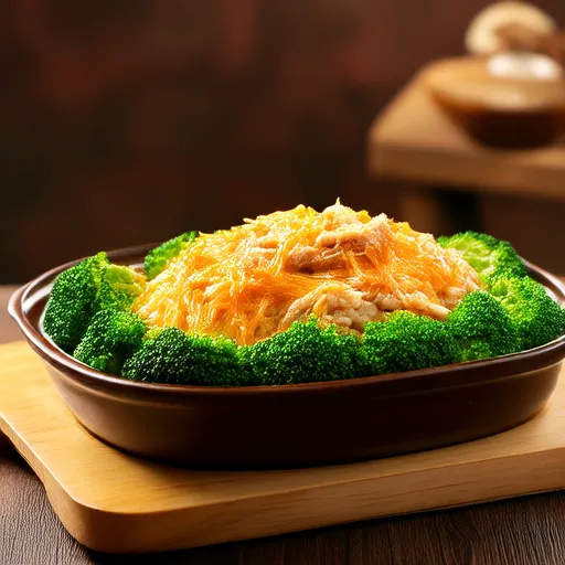 Panggang Ayam Keju, Brokoli, dan Beras