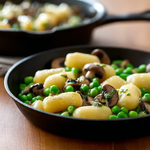 Ricotta-Gnocchi mit frischen Erbsen und Pilzen