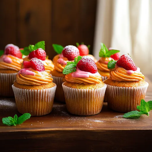 Rhubarb Upside-Down Cupcakes