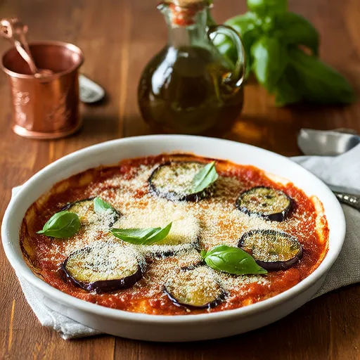 Eggplant Parmesan with Fresh Basil and Smoked Mozzarella