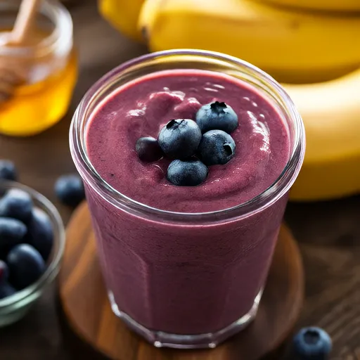 Heidelbeer-, Bananen- und Erdnussbutter-Smoothie