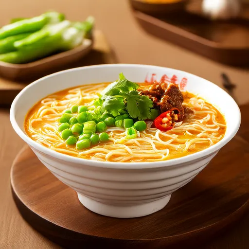 บะหมี่ราเมนไก่ซอสแกงเขียวหวาน