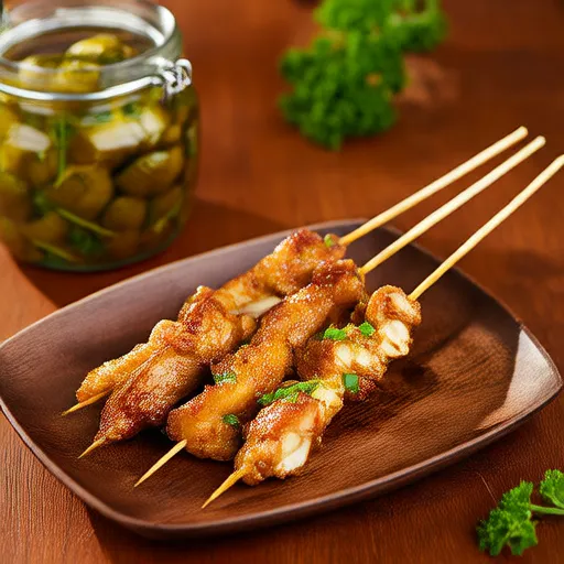 Espetos de Frango com Pepino em Conserva
