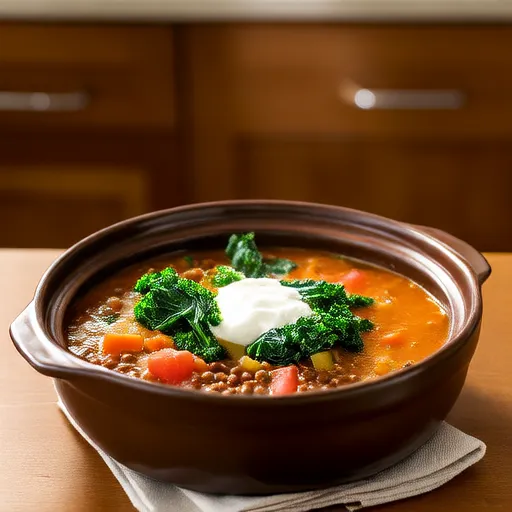 슬로우 쿠커 채소 렌틸 스튜