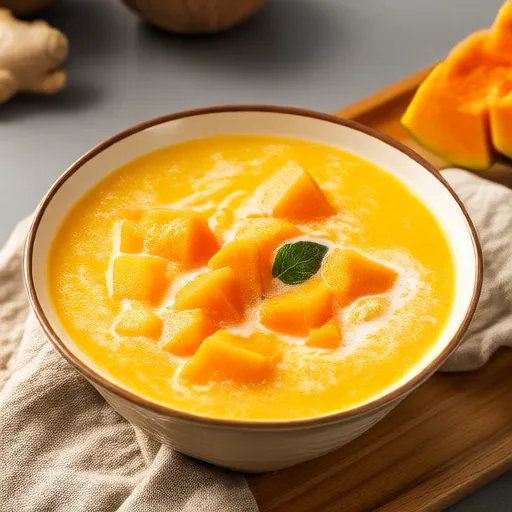 Sopa de calabaza butternut con leche de coco en la olla instantánea