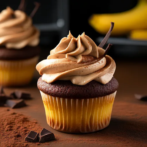 Cupcakes de Banana com Gotas de Chocolate e Cobertura de Cream Cheese
