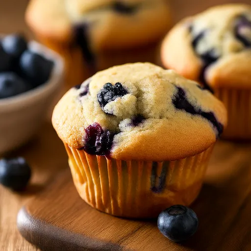 Fluffy Low-Fat Vegan Blueberry Muffins