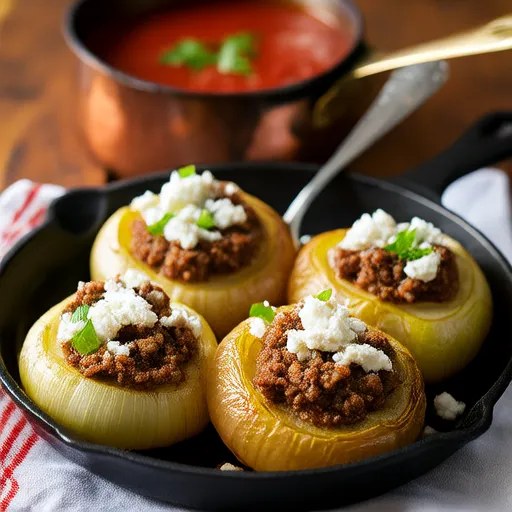 Cebollas Rellenas Griegas de Carne (Salantourmasi)