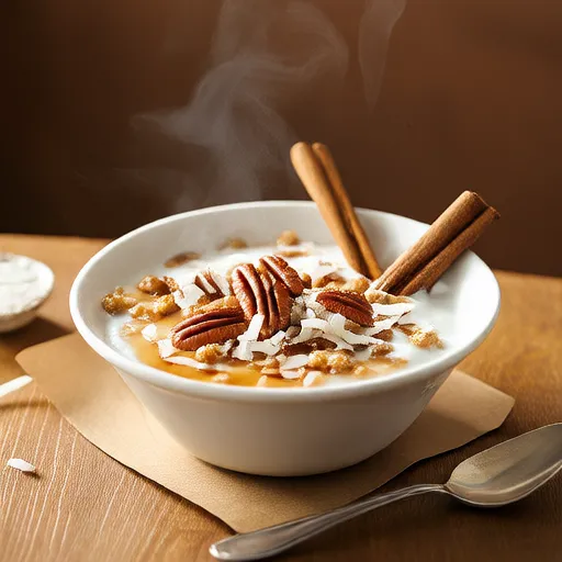 Flocons d'avoine coupés en acier avec noix de coco et noix de pécan pour le matin