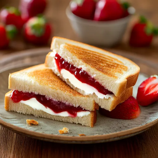 Bánh sandwich dâu tây bơ đậu phộng và phô mai kem