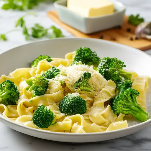 Fettuccine Alfredo alla Ricotta con Broccoli