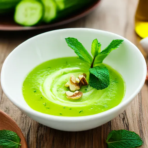 Gazpacho de pepino con pasta de menta