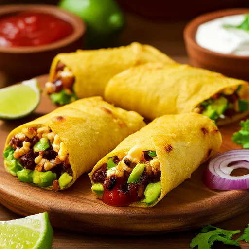 Taquitos de Abacate e Feijão Preto
